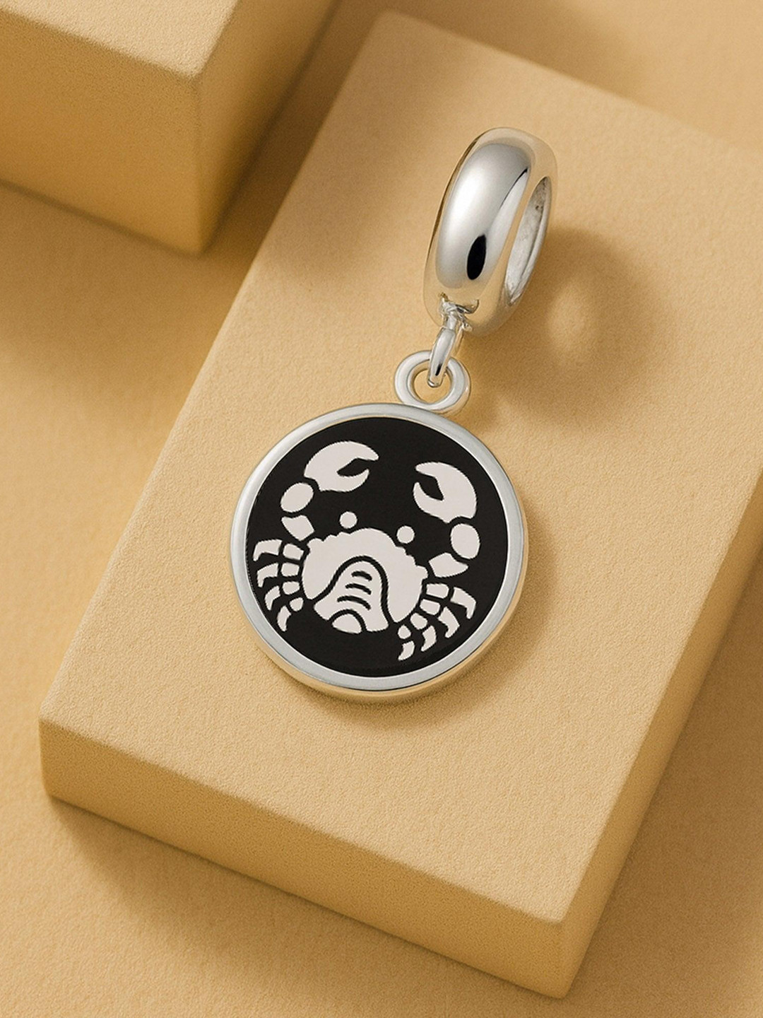 TOUCH925 Unisex Sterling Silver Cancer Zodiac Enamelled Pendant