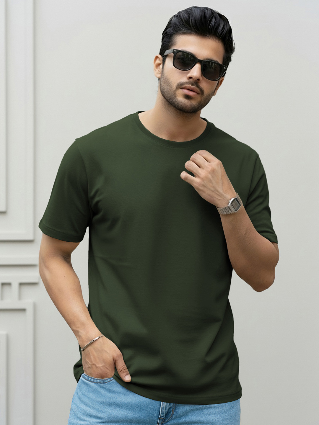 TRIPR Round Neck Drop-Shoulder Sleeves T-shirt