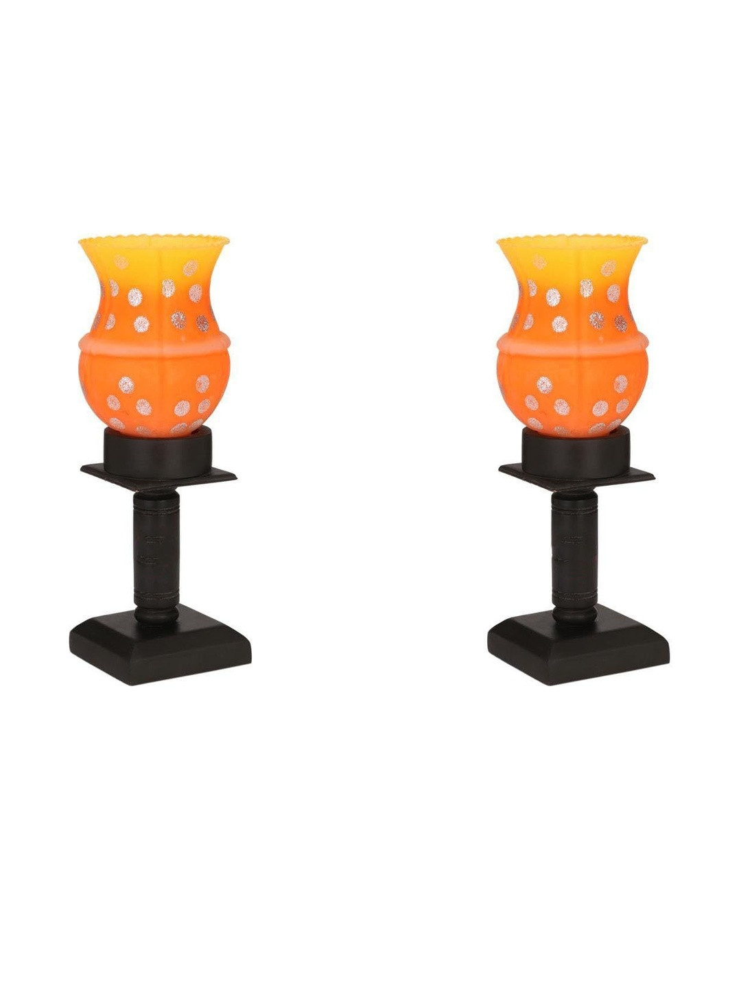 1ST TIME Orange Glass Cylinder Table Lamps