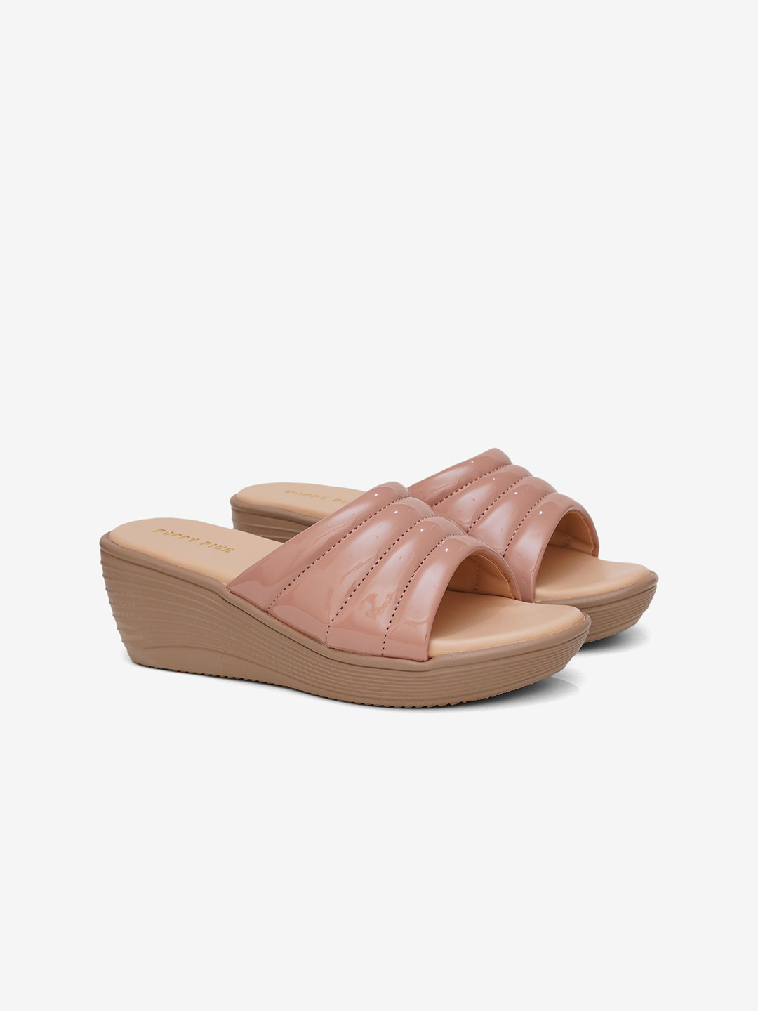 POPPYPINK Women Textured PU Regular Wedge Heel Sandals