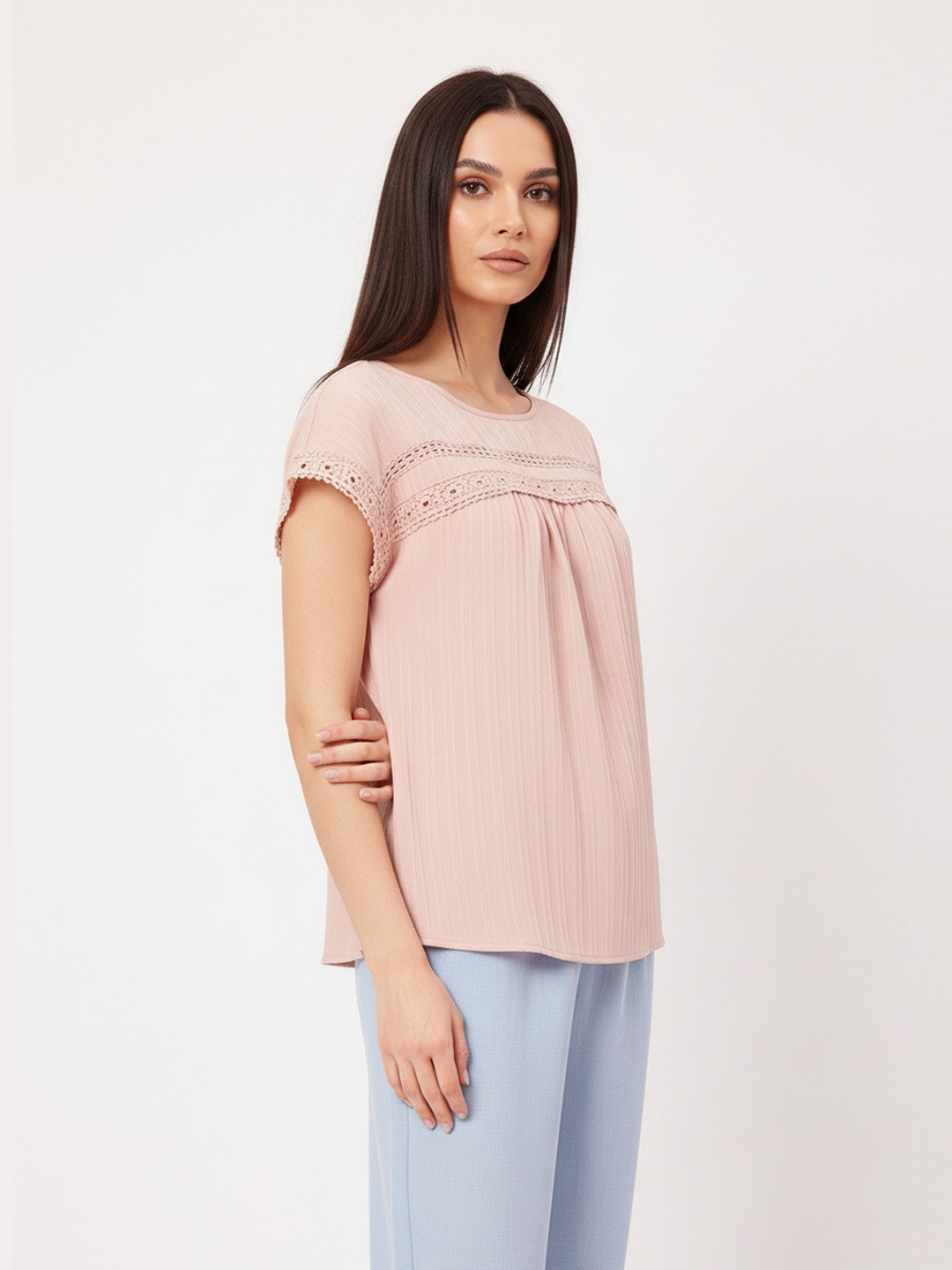 DressBerry Lace Love Self-Striped A-Line Top