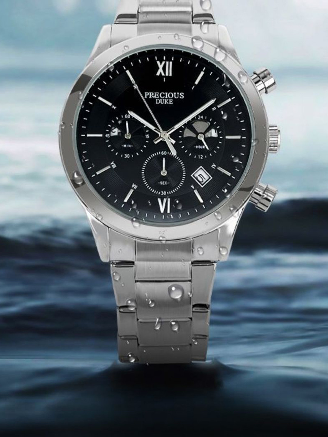 Precious Duke Men Textured Stainless Steel Straps Analogue Watch PD438106-851292390487