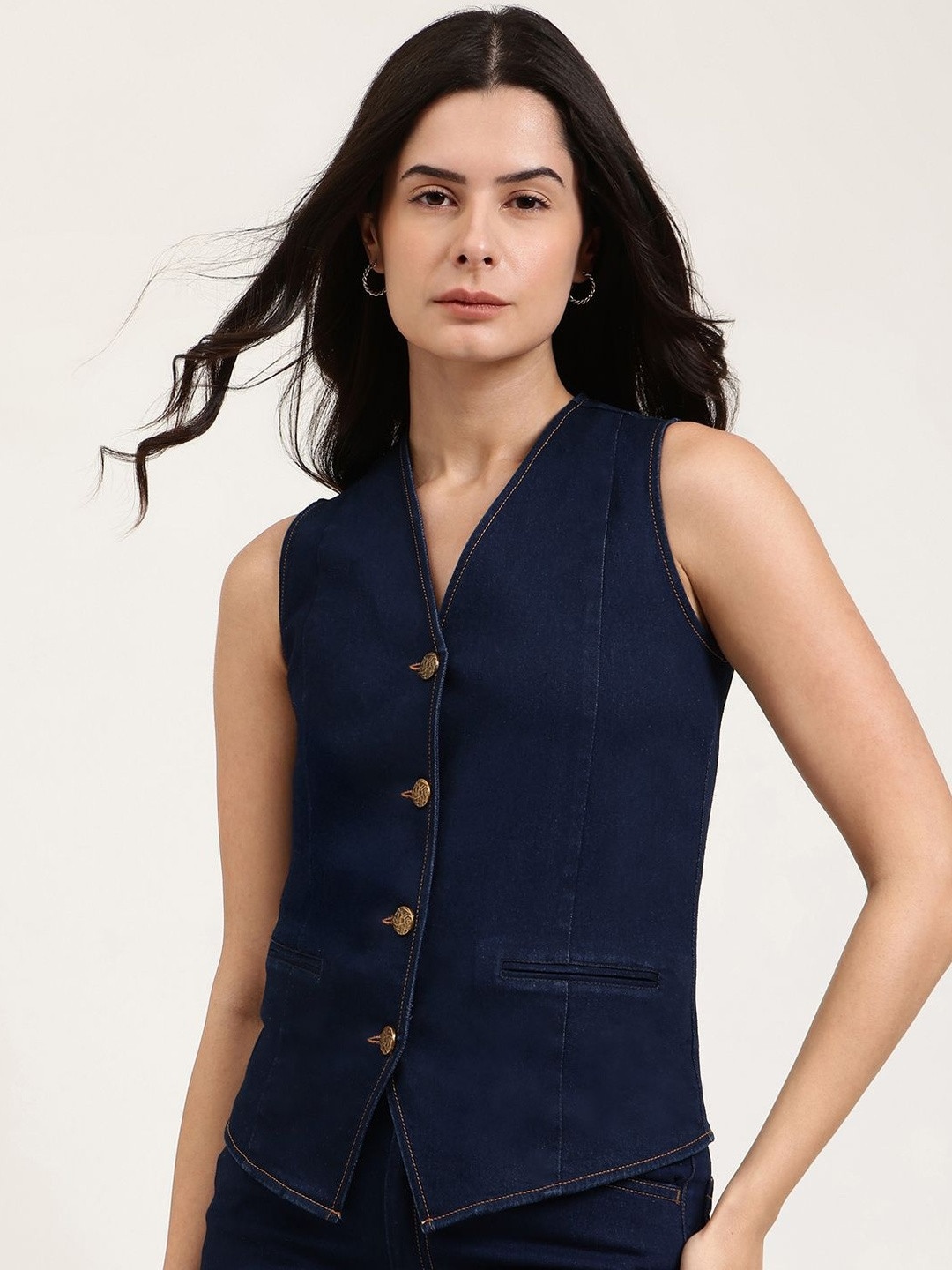 FableStreet Women Denim Waistcoat