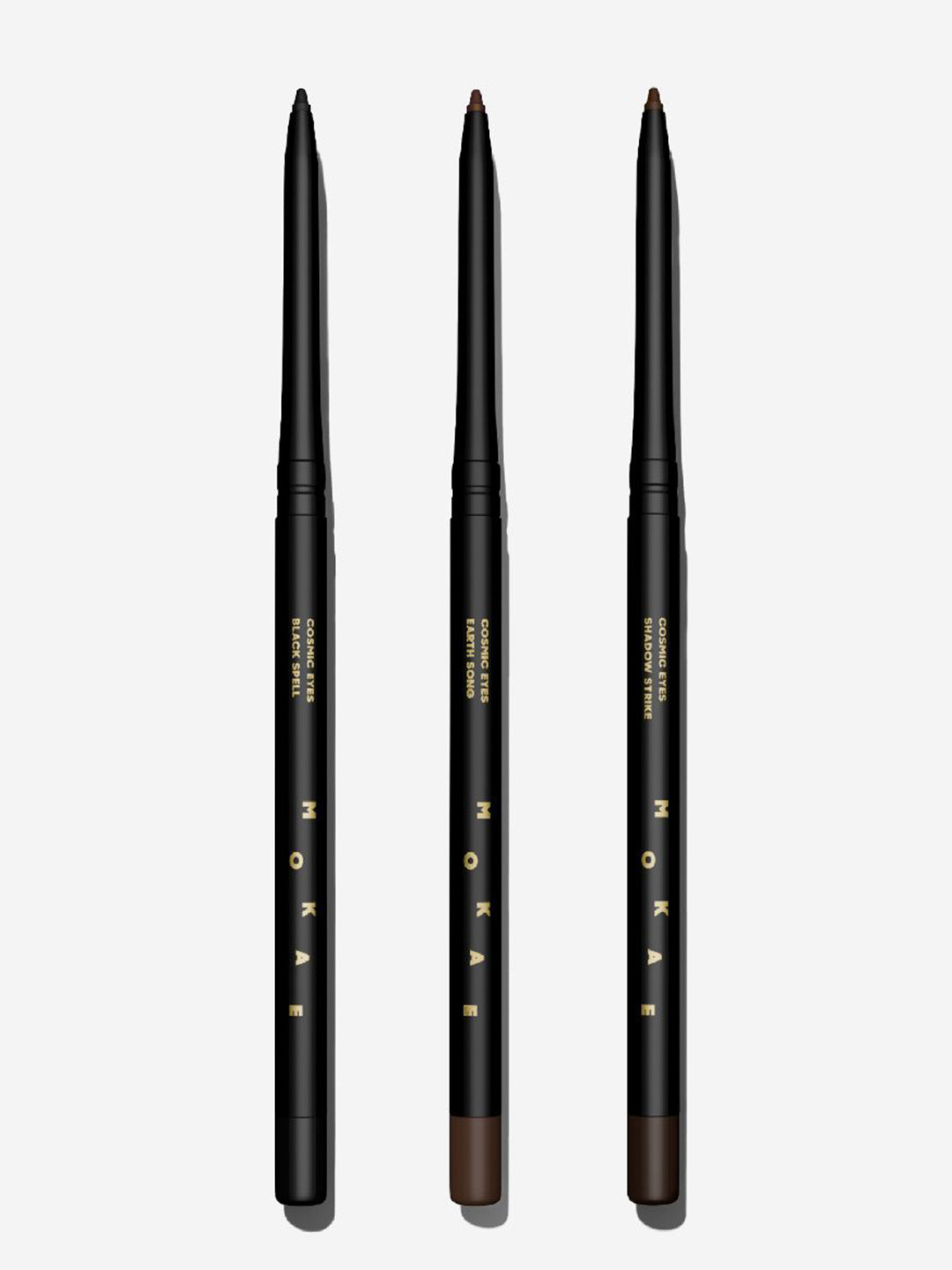 Mokae Beauty Set Of 3 Cosmic Eyes Everyday Kajal - Shadow Strike-Earth Song-Black Shell