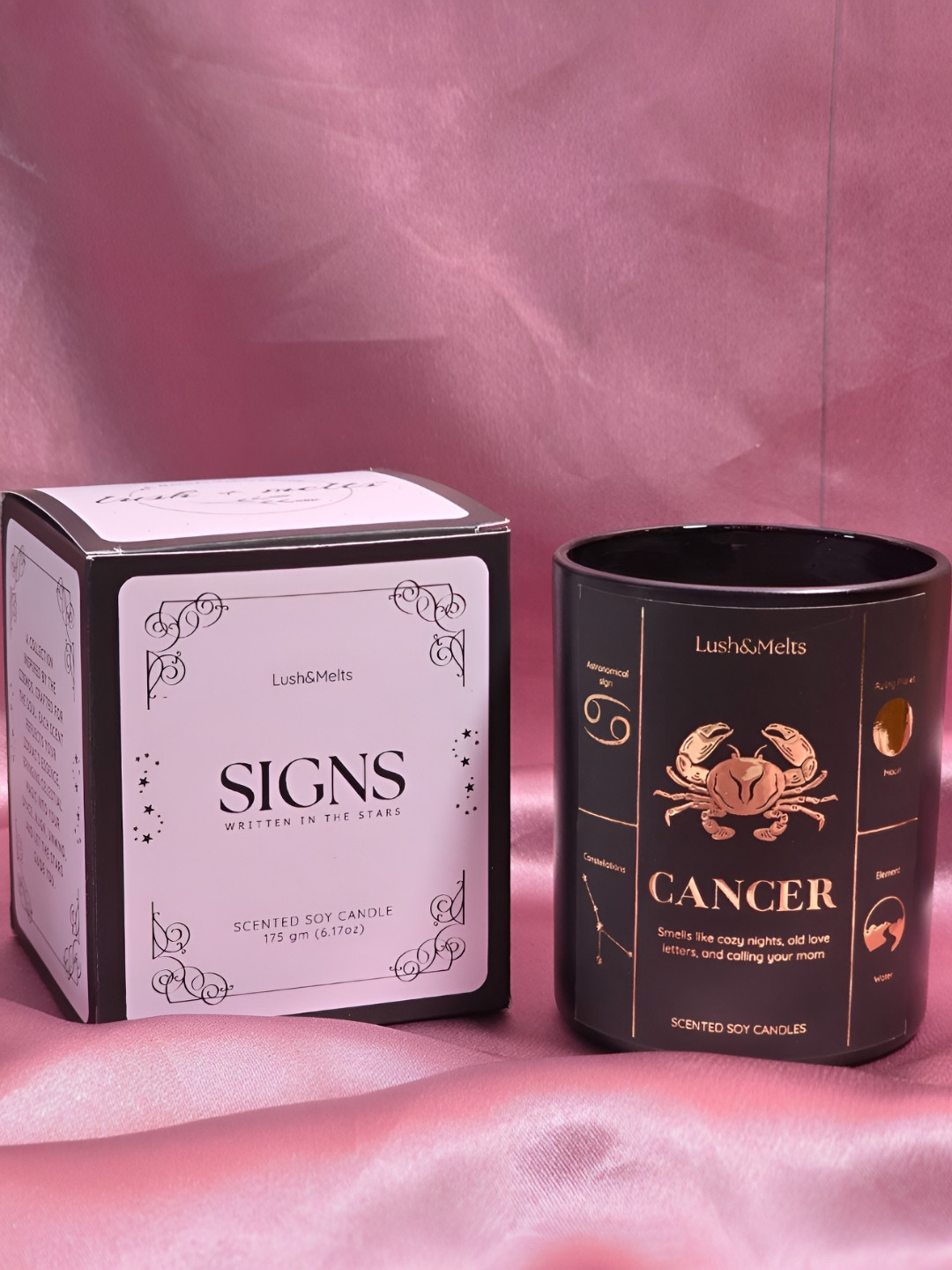 Lush and Melts Black Cancer Zodiac Scentned Candle