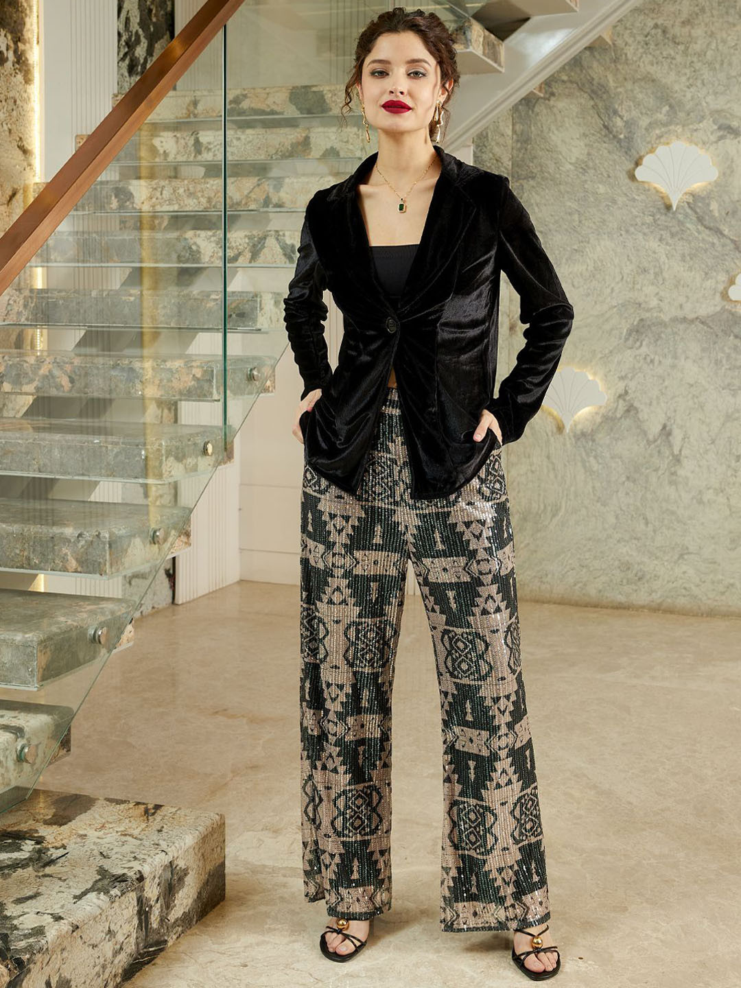 Shally Bhasin by Athena Women Embellished Blazer & Pant Co-Ord Set