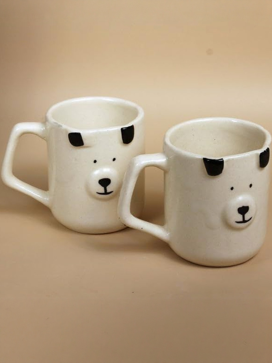 Del Hogar Pack of 2 White & Black Printed Ceramic Glossy Mug