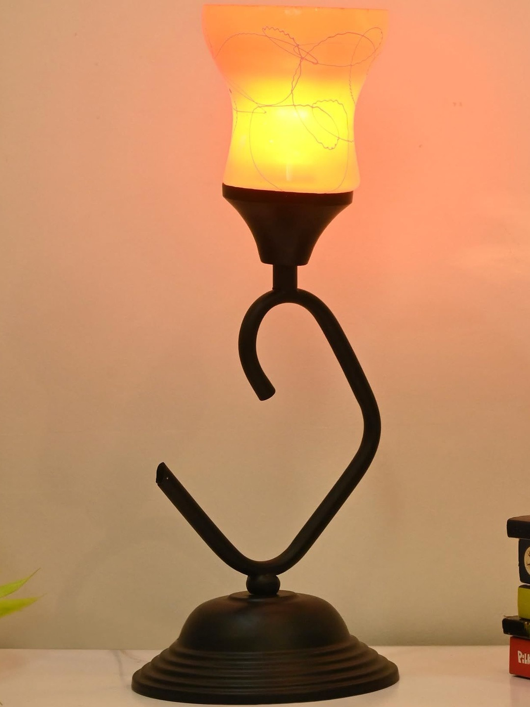 1ST TIME Orange Glass Cylinder Table Lamps With Adjustable Lighting Method