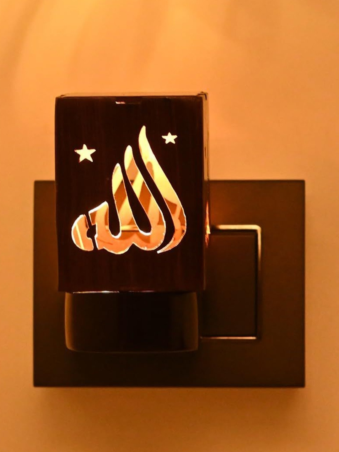 1ST TIME Brown Wooden Rectangle Shaped Wall Lamp