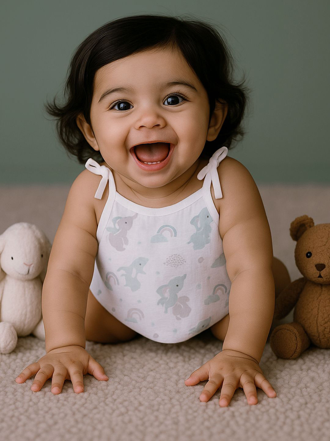 Nuego Infants Kids Elephants Printed Pure Organic Cotton Muslin Knot Jabla