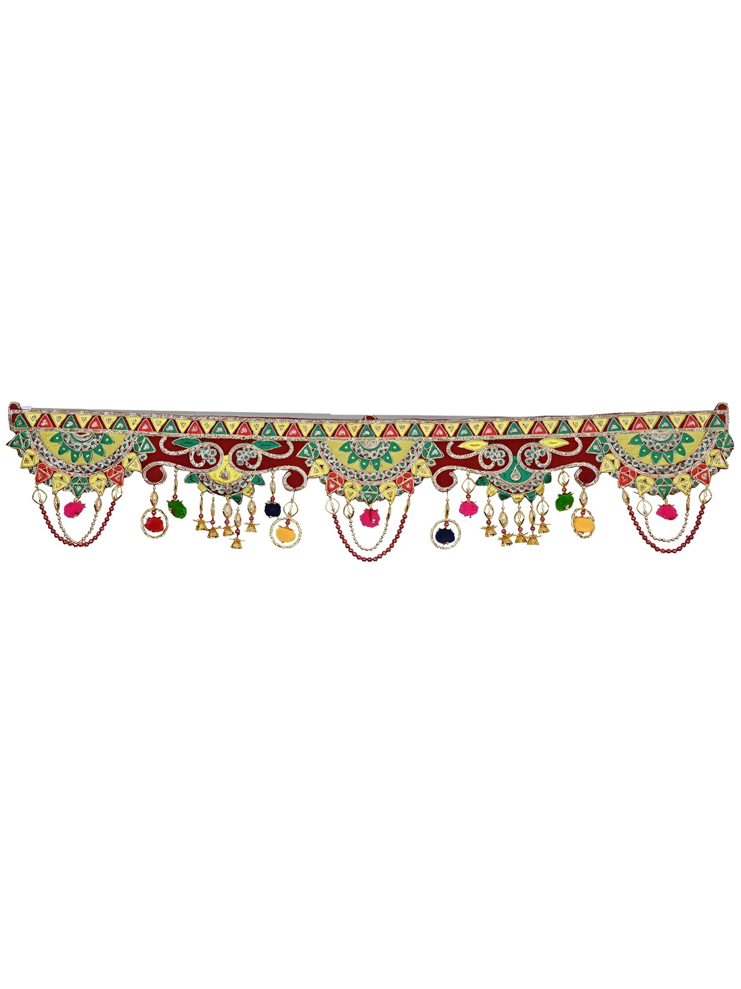 CraftVatika Green & Red Handmade Embroidered Door Bandhanwar