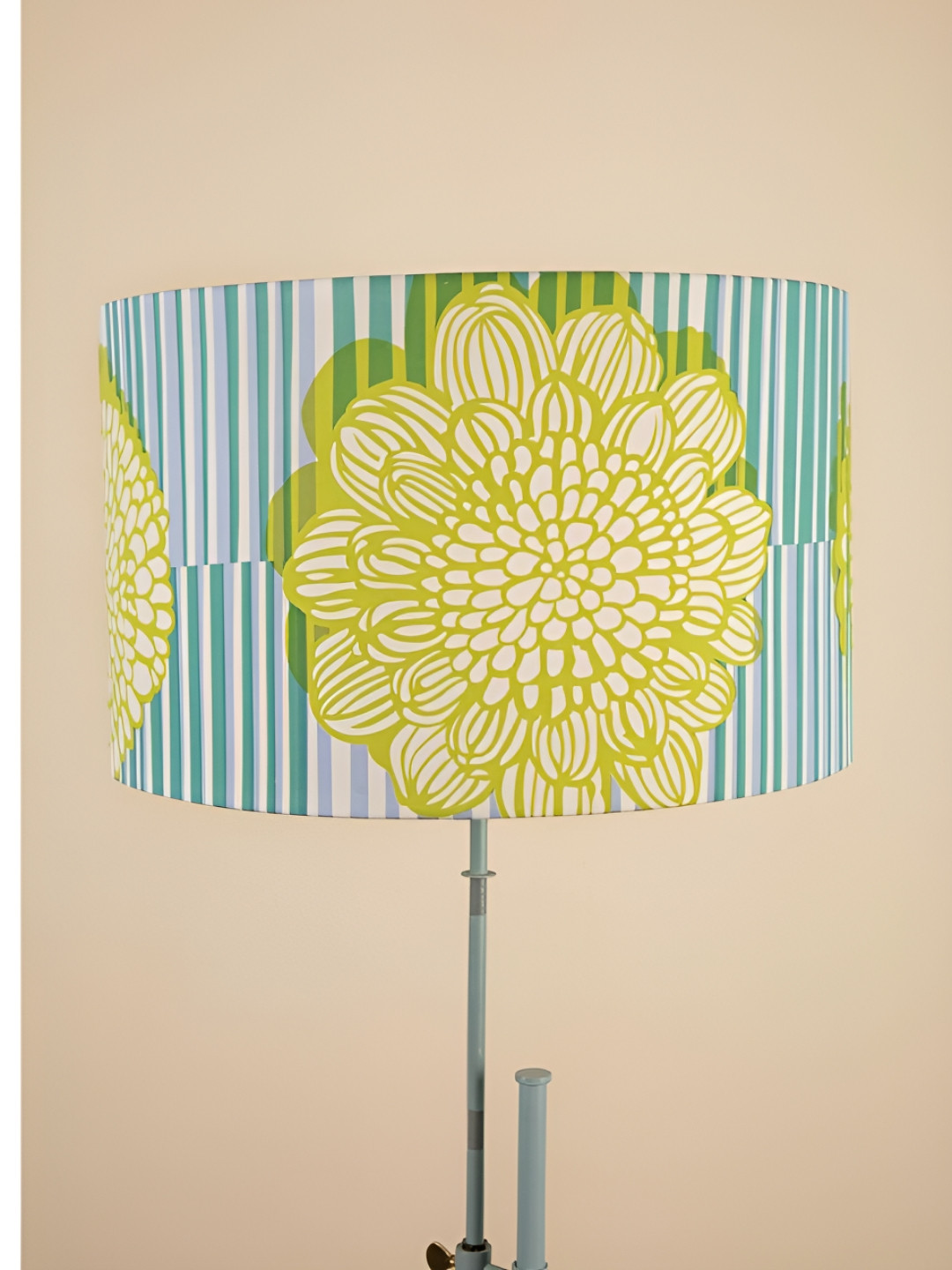 FREEDOM TREE Tulukka Stripes Blue & Green Printed Metal Drum Floor Lamps