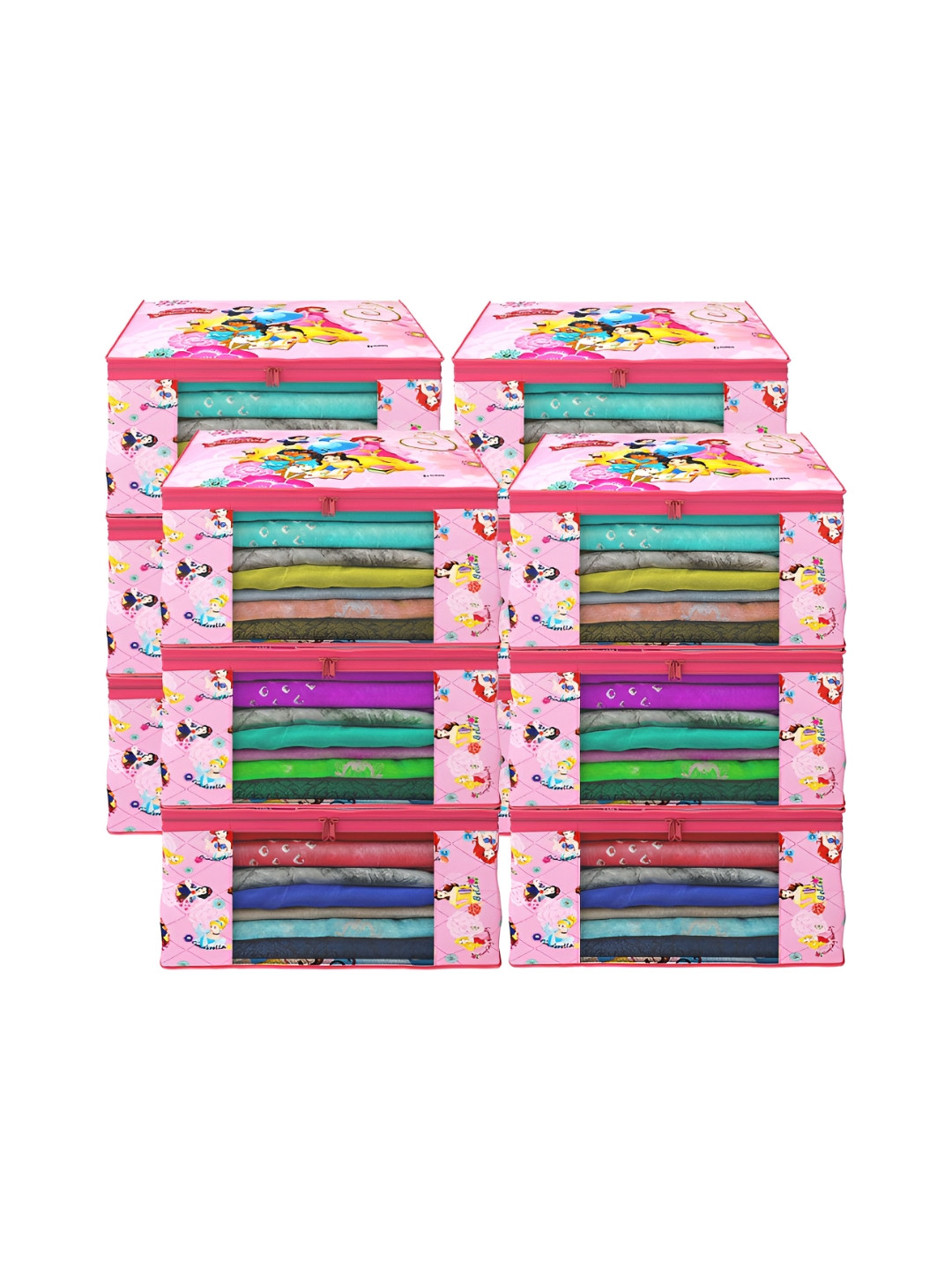 Aura Pink 12 Pieces Disney Princess Printed Drawer Organisers