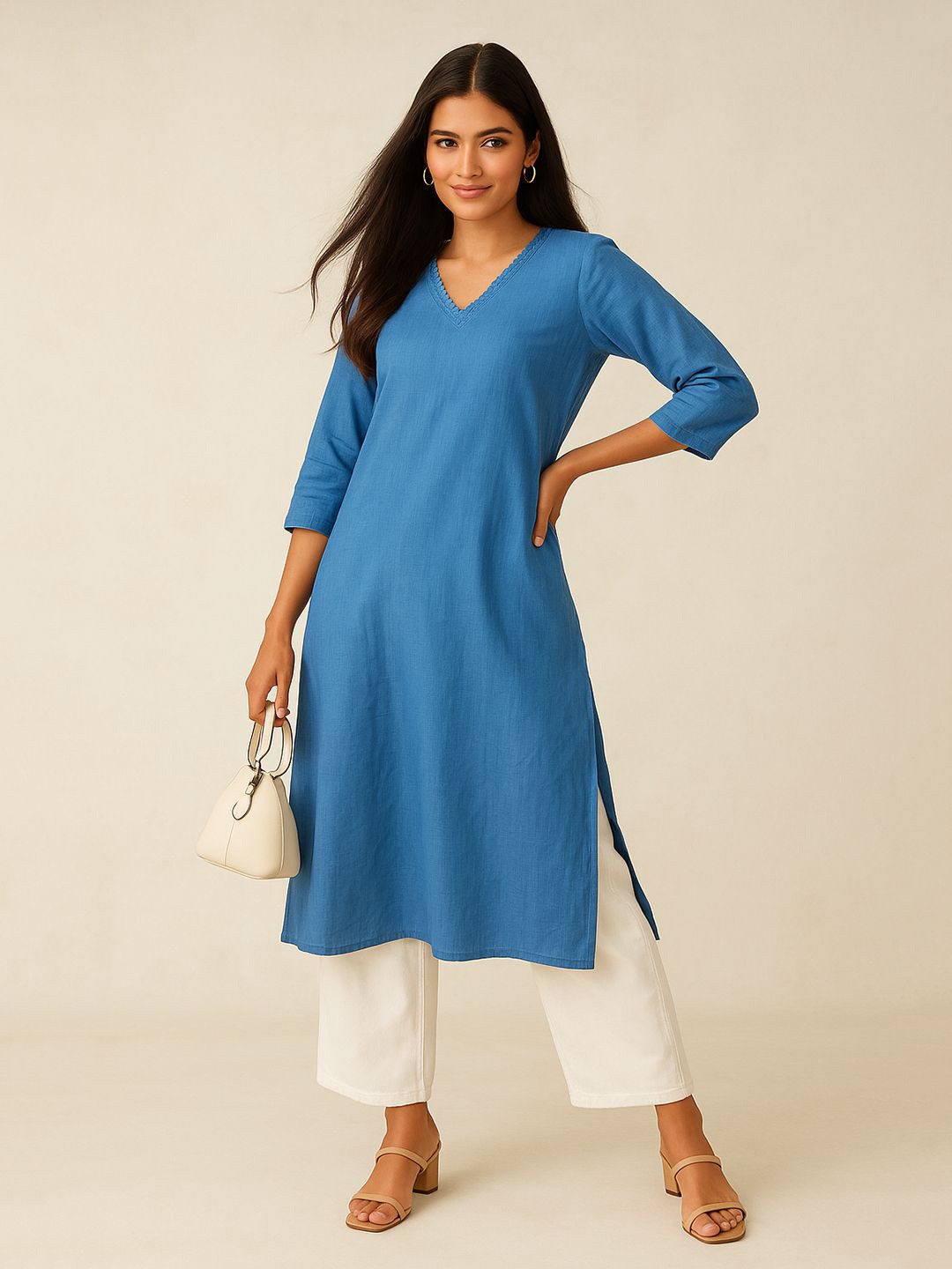Eco Clothing Women Solid Daily Cotton Straight Kurta