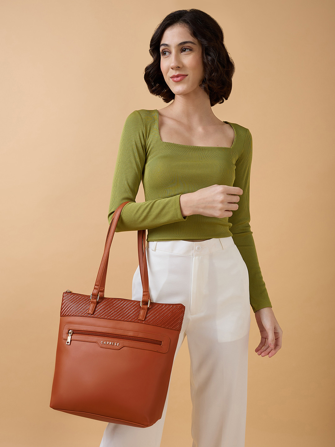 DressBerry X CAPRESE Aria Women Brown Large Tote Bag