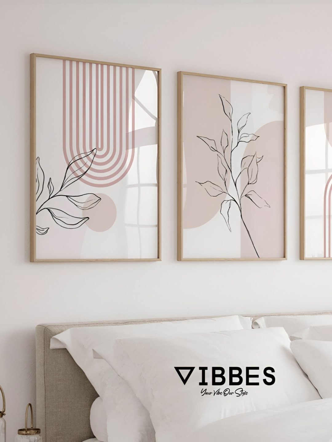 Vibbes White & Beige Set of 3 Piece Wood Portrait Wall Art