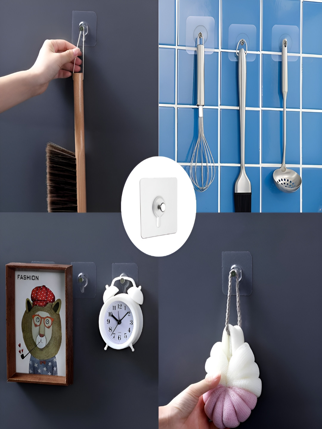 Zulaxy Transparent Adhesive Stainless Steel Photo Frame Wall Hooks