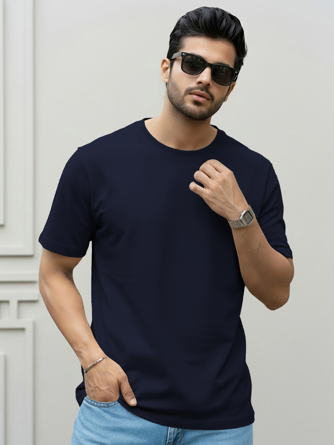 TRIPR Round Neck Drop-Shoulder Sleeves T-shirt