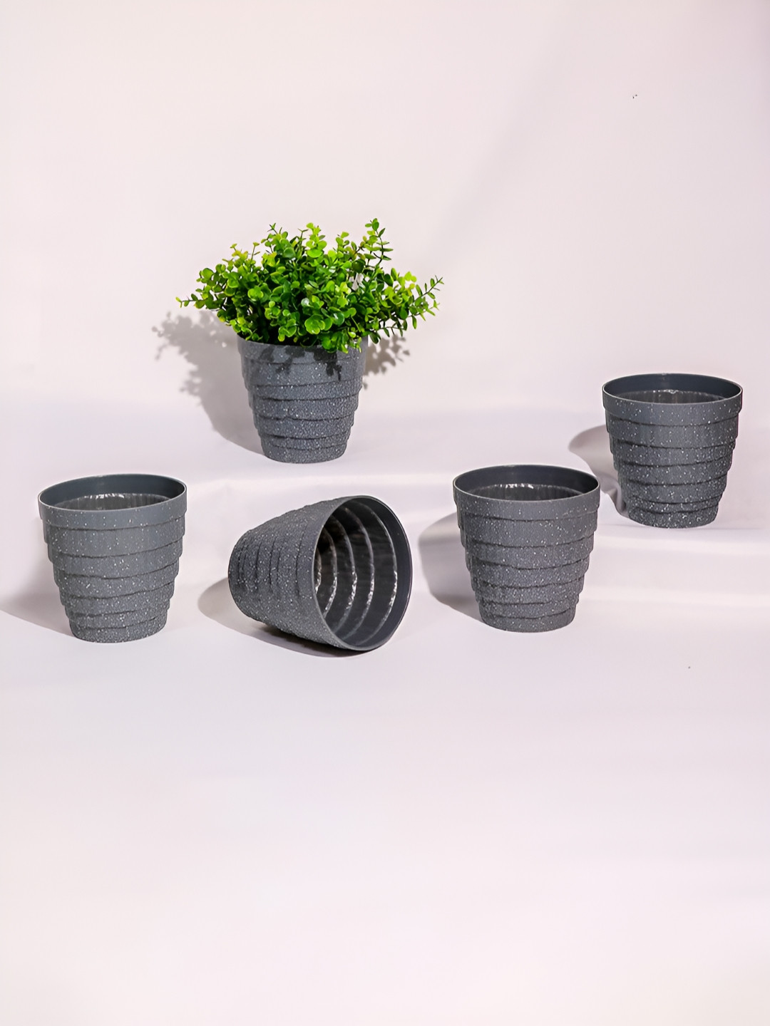 Art Street 5 Pieces Grey Flecked Pattern Printed Planters