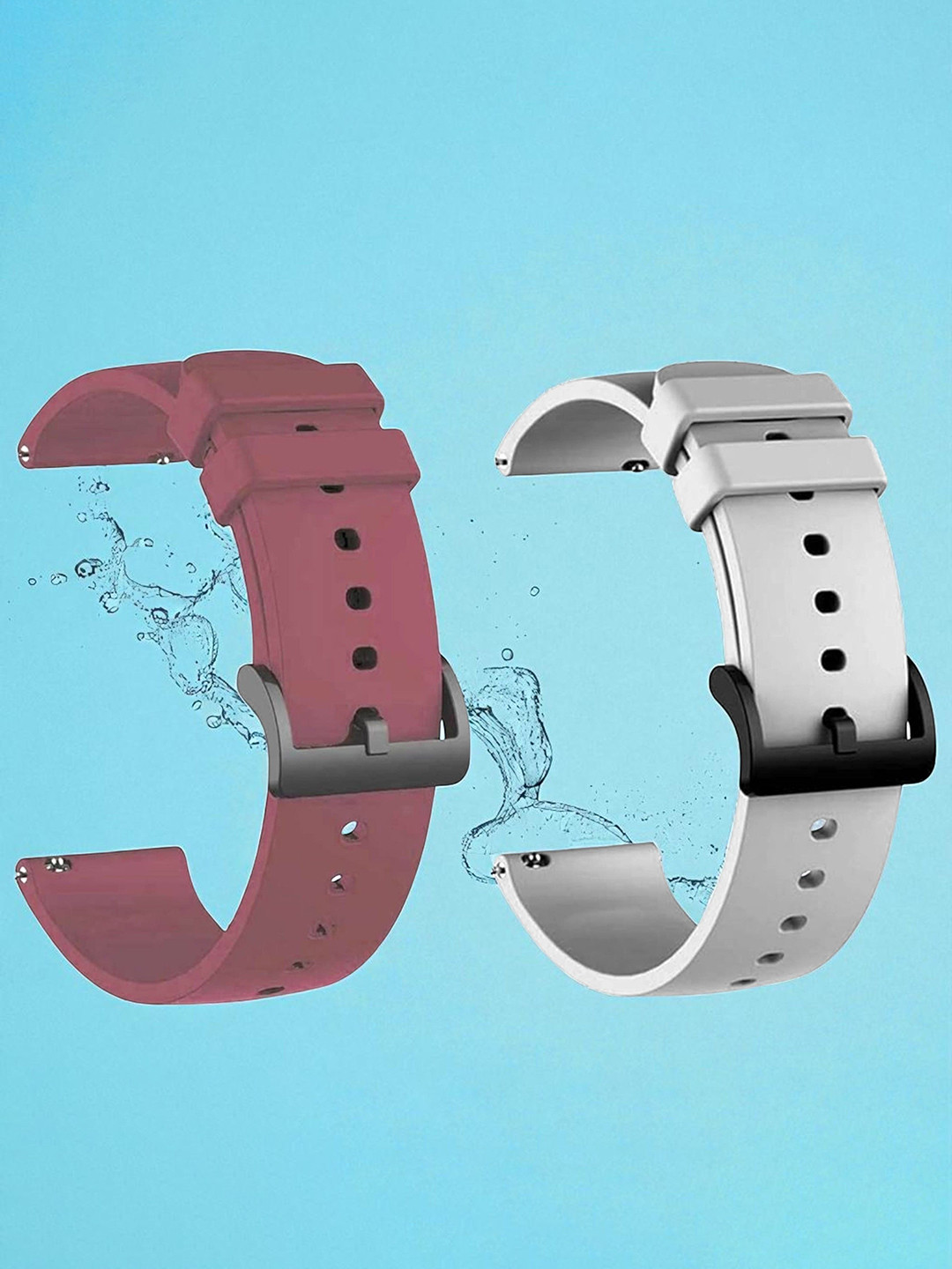 LORENZ Set Of 2 Flexible & Soft Silicon Smartwatch Straps