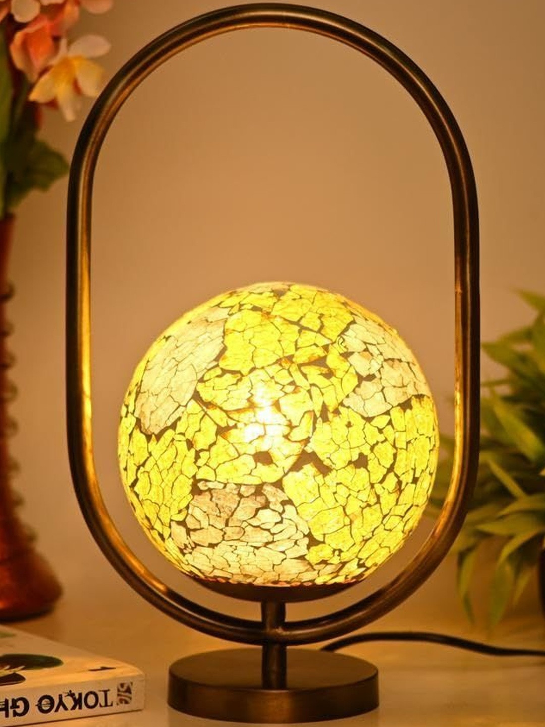 1ST TIME Yellow Glass Cylinder Table Lamp