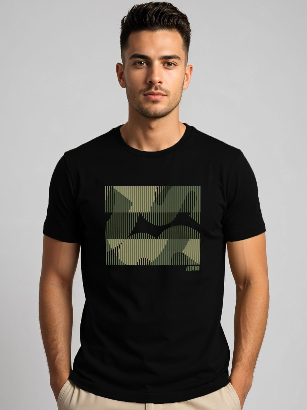 ADRO Men Abstract Camo Lines Design Printed T-shirt