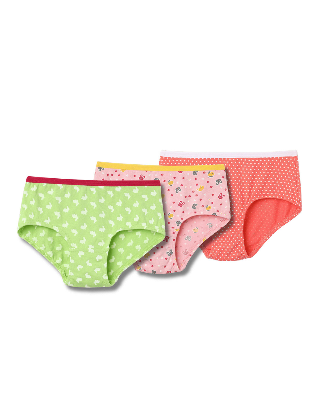 lil berry Girls Pack Of 3 Floral Printed High-Rise Cotton Outer Elastic Basic Briefs