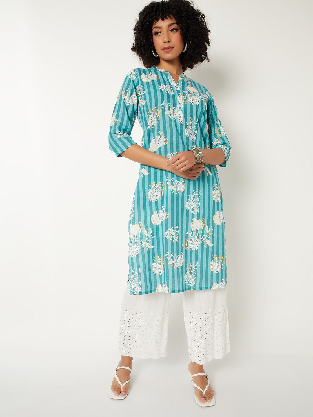 max Women Striped Daily Cotton A-Line Kurta