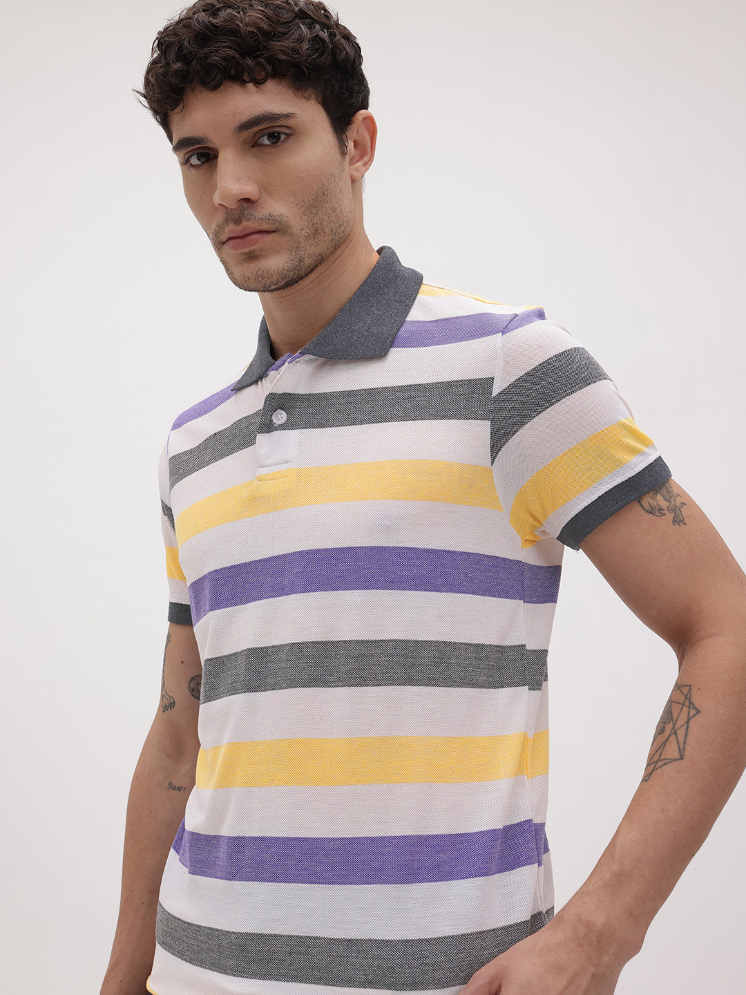 Roadster The Life Co. Striped Polo Collar T-shirt Rs. 211 - Myntra