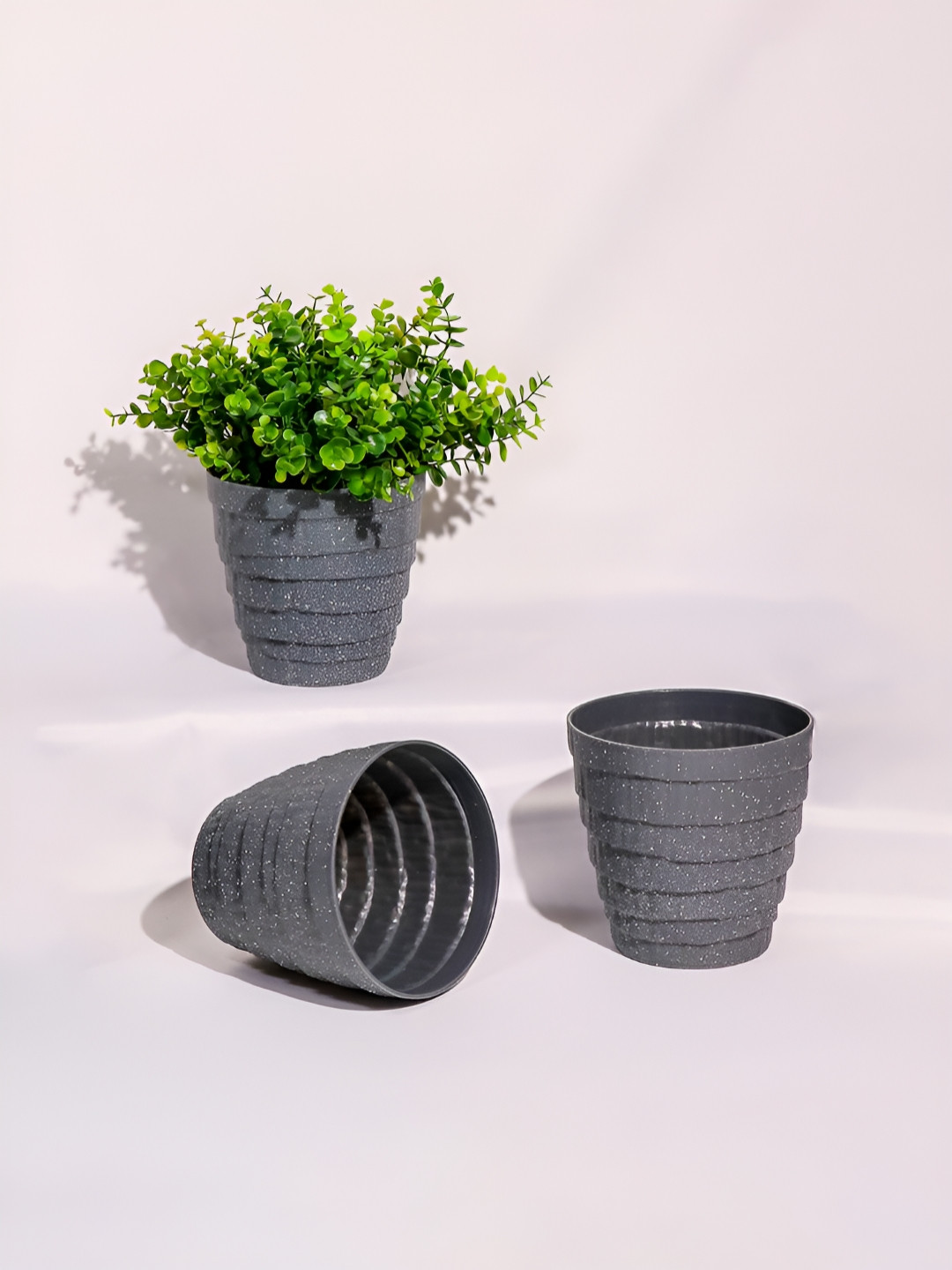 Art Street 3 Pieces Grey Flecked Pattern Printed Planters