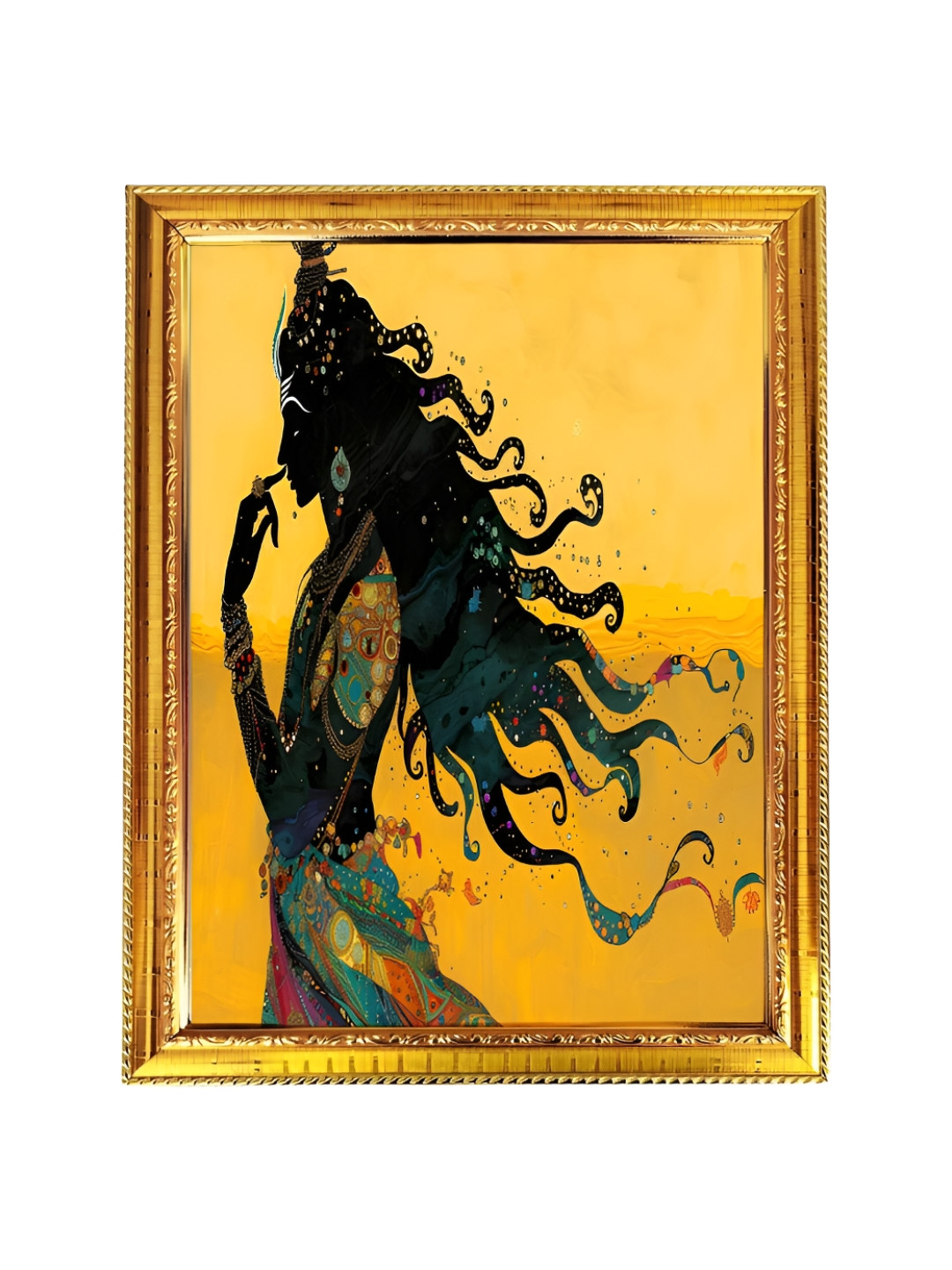 blinkart Black & Yellow Printed Lord Siva Religious Wall Art