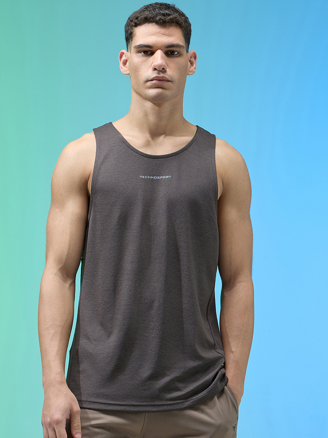 Technosport Men Slim Fit Innerwear Sports Vest with DOUBLE COOL for Gym, Running, Training