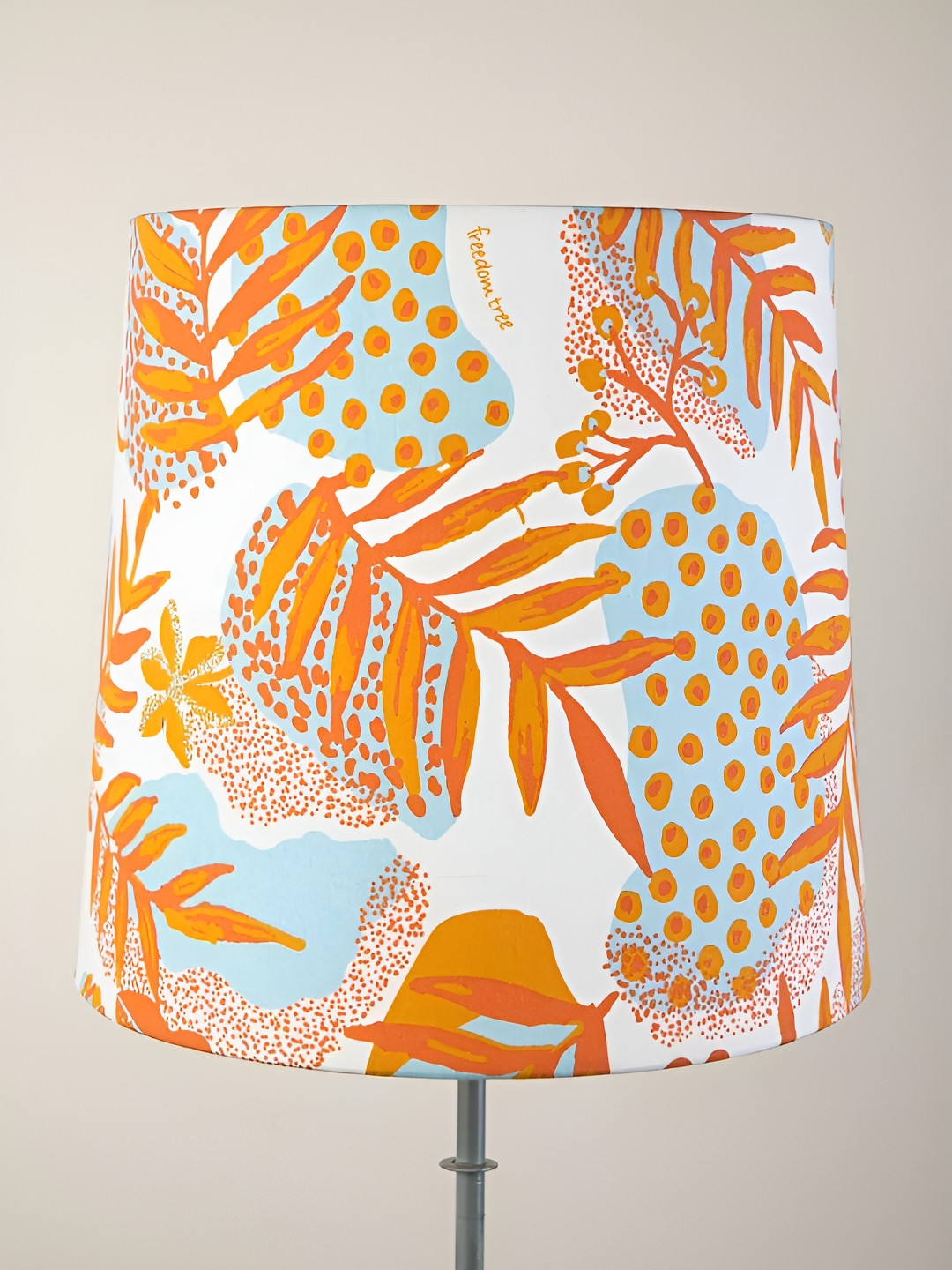 FREEDOM TREE Panai Orange And Blue Printed Tapered Medium Cylinder Shaped Floor Lamp