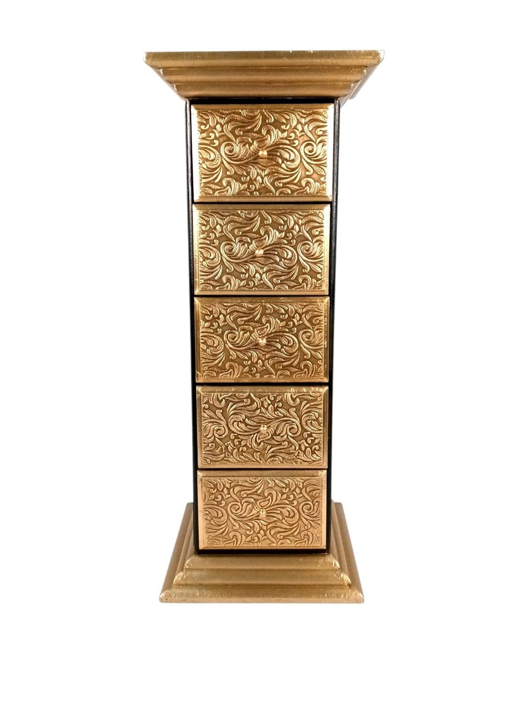 apka mart Gold-Toned Pillar Art 5 Drawers Side Table Showpiece
