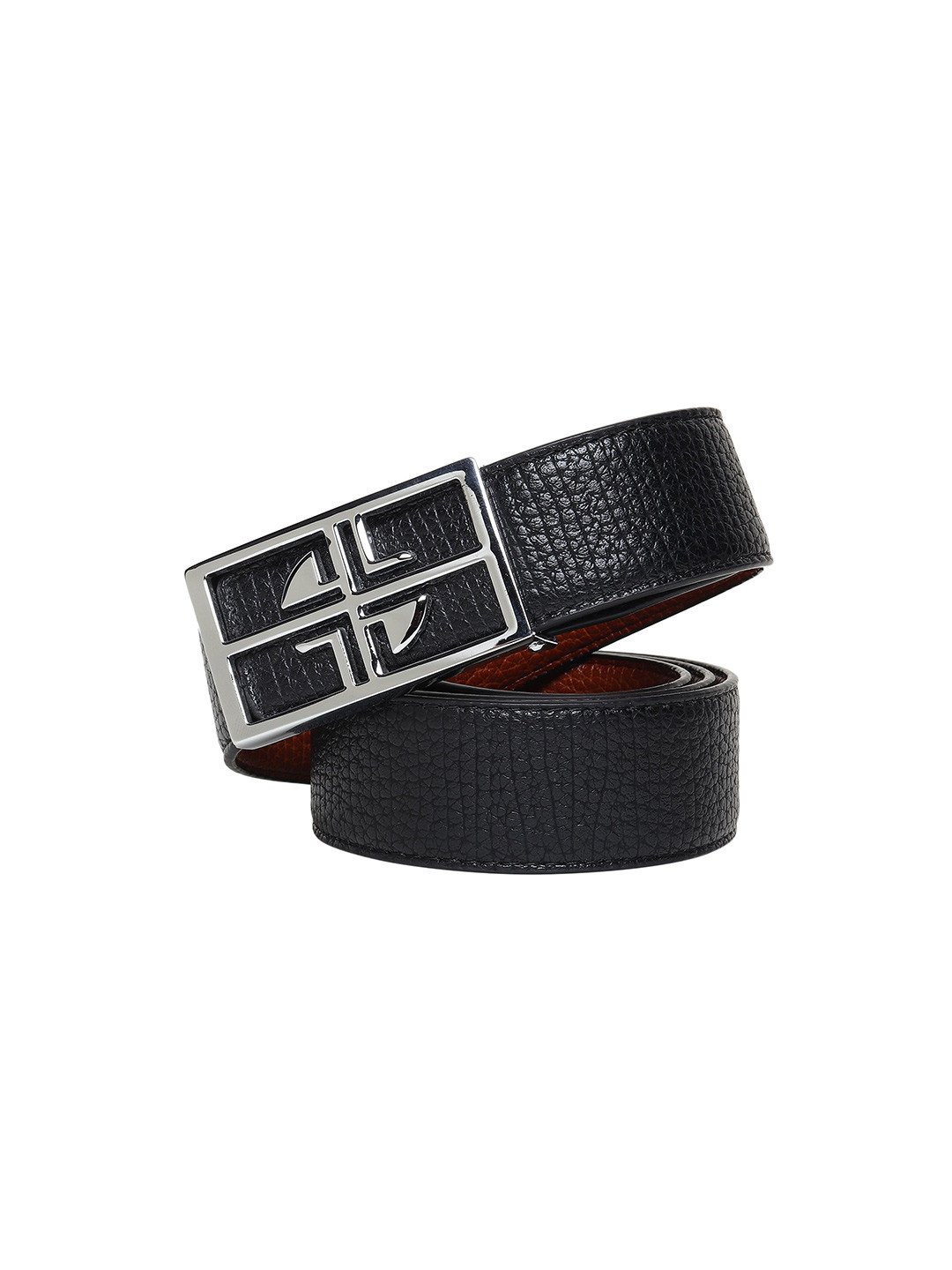 Metronaut Men Textured Slim Reversible Formal Slider Buckle Belt