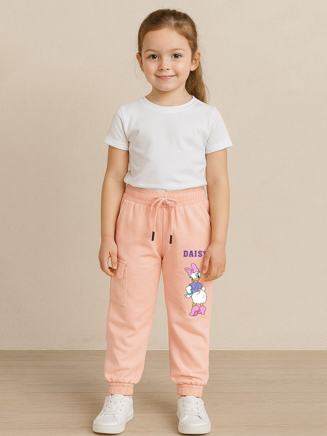 YK Disney Kids Girls Daisy Duck Printed Cargo Joggers