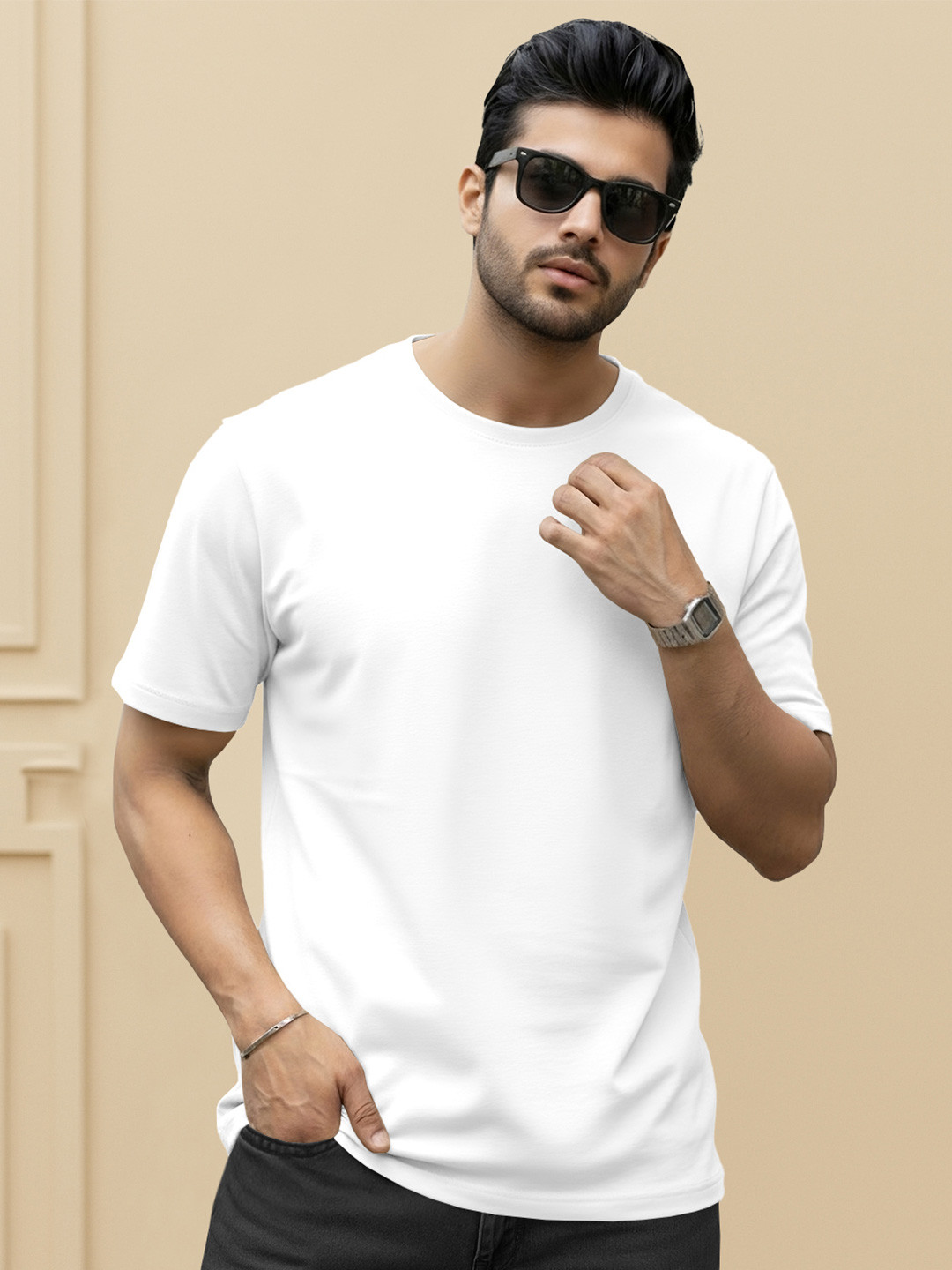 TRIPR Drop-Shoulder Sleeves Round Neck T-shirt