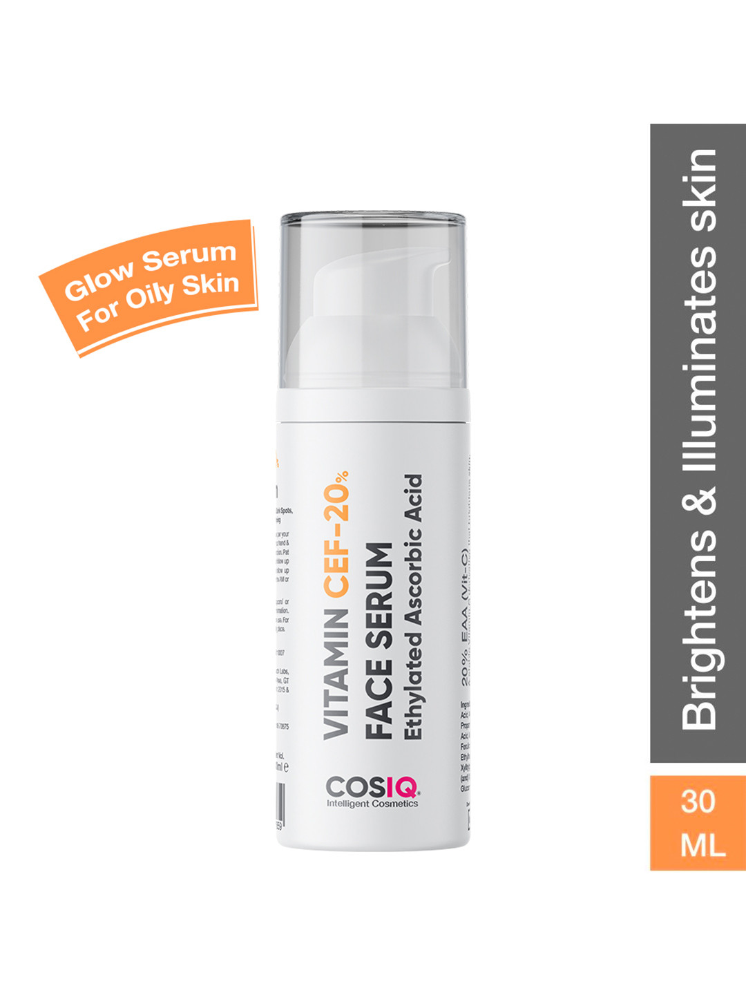 CosIQ Glow CEF-20% Face Serum with Vitamin C & E - 30 ml