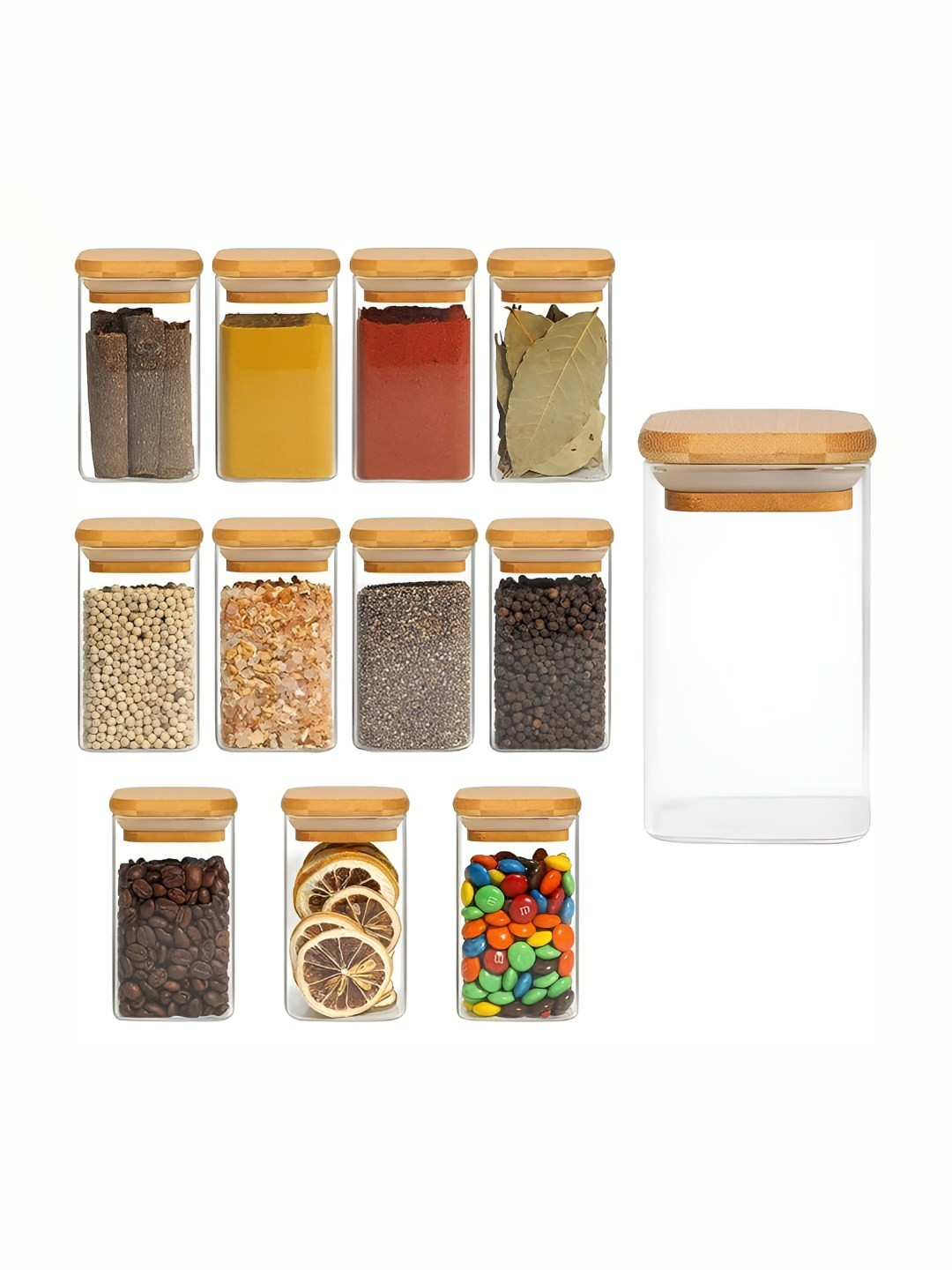 Virtuous 12 Pcs Transparent Airtight Flip Top Glass Jars - 250ml