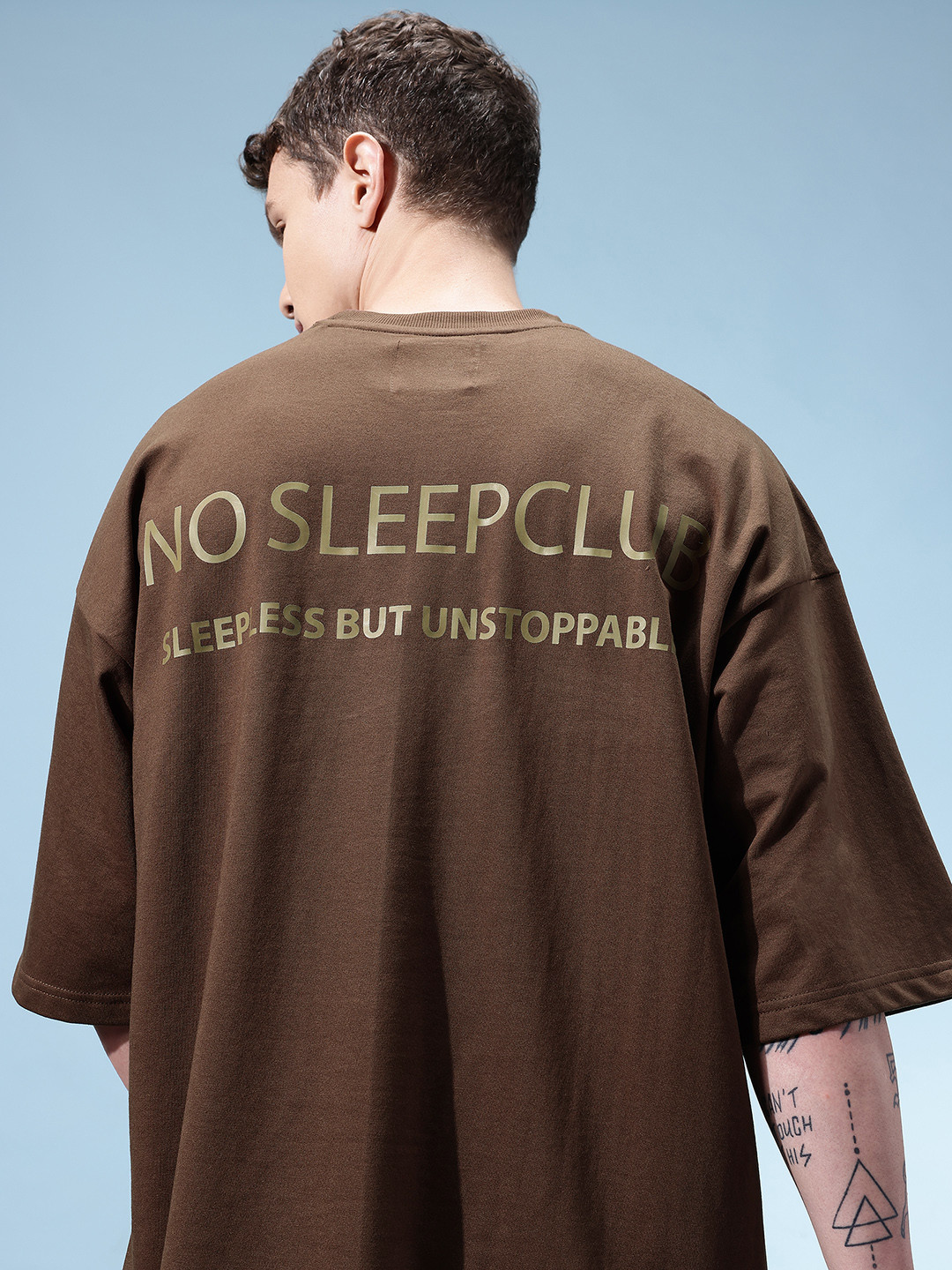 glitchez Typography Printed Drop Shoulder Sweat Tshirt