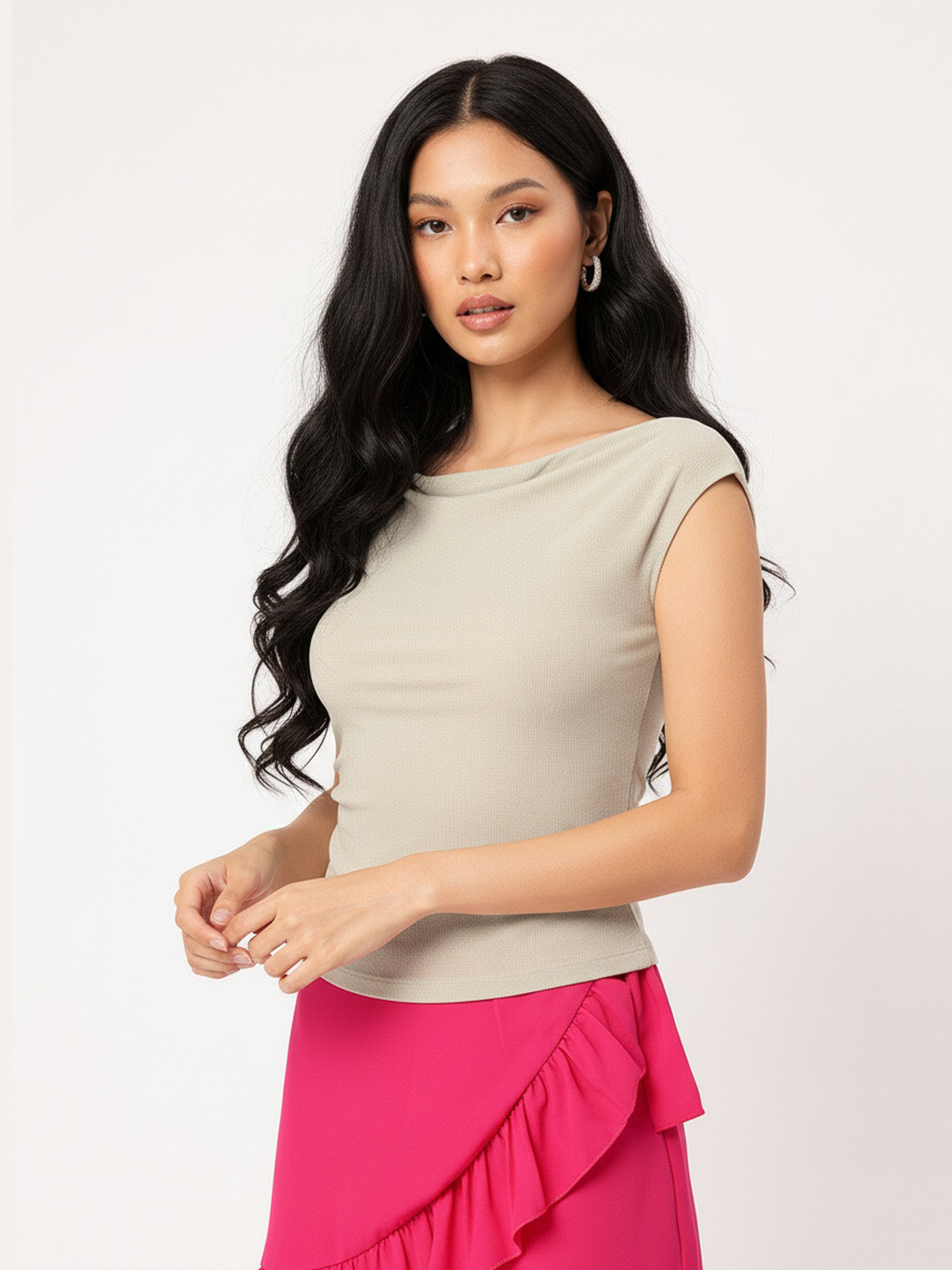 DressBerry Sparkling Swirl Glam Gathered Top