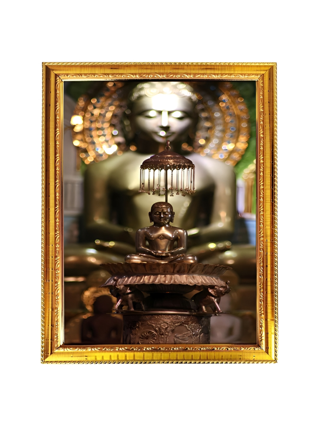 blinkart Brown & Gold-Toned Lord Budha Religious Printed Wall Art