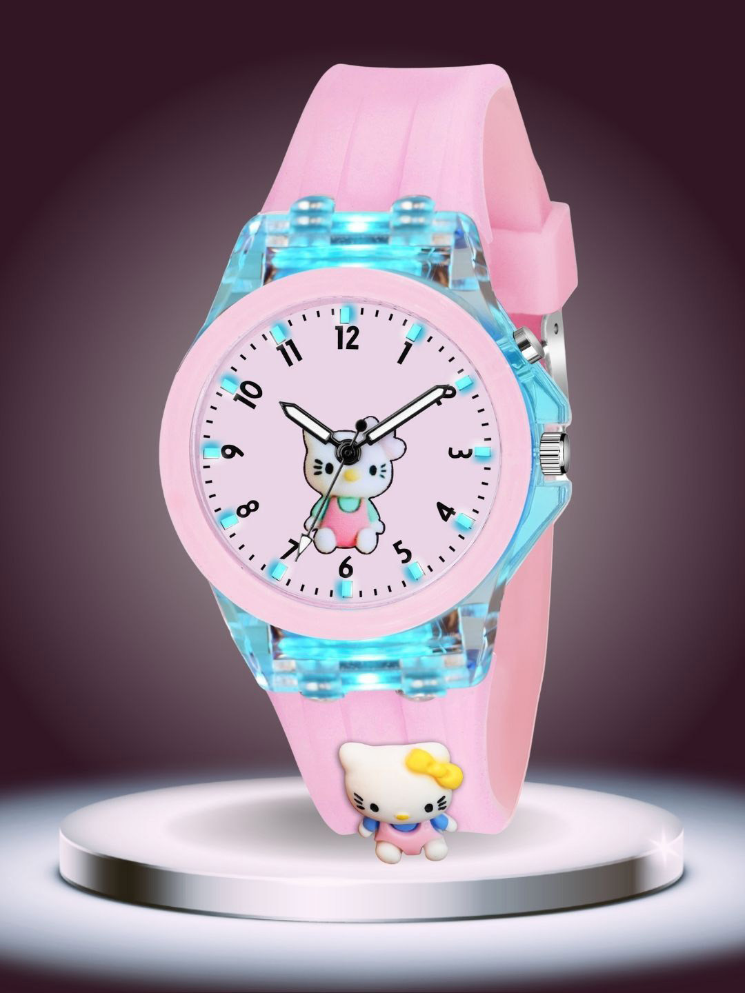 PAPIO Kids Dial & Straps Analogue LED Backlight Watch KD-026 PINK KITTY