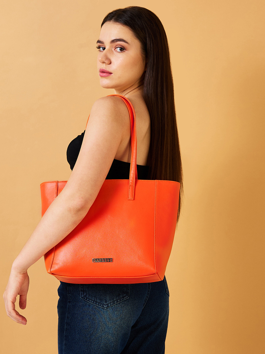 DressBerry X CAPRESE Montana Women Orange Small Tote Bag