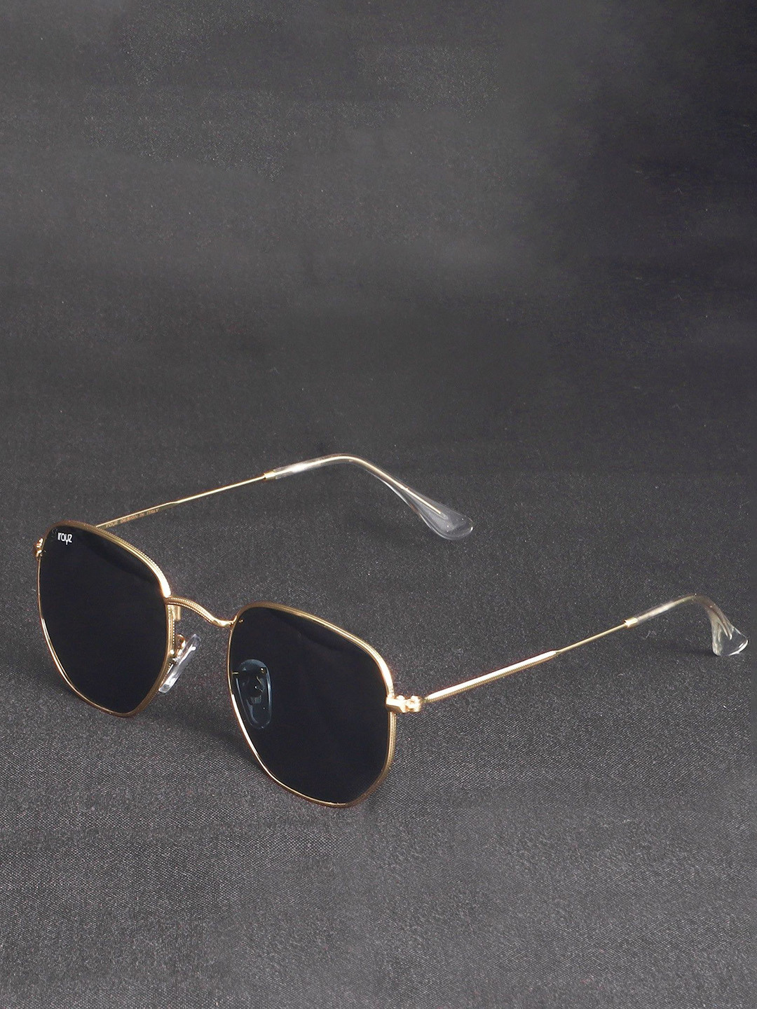 Irayz Unisex Full Rim Hexagon Sunglasses With UV Protection - Gold Toned