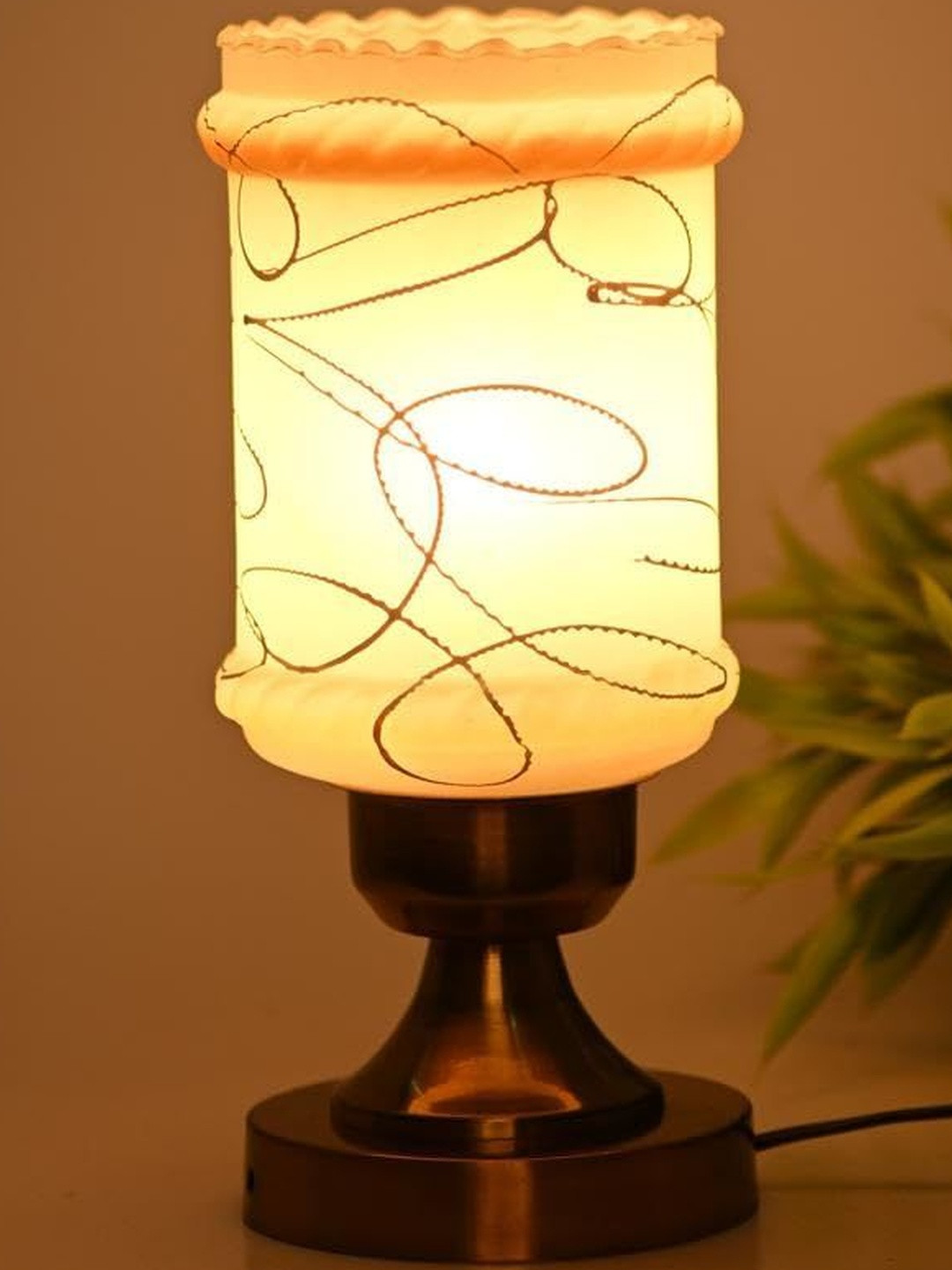 1ST TIME White Glass Cylinder Textured Table Lamp