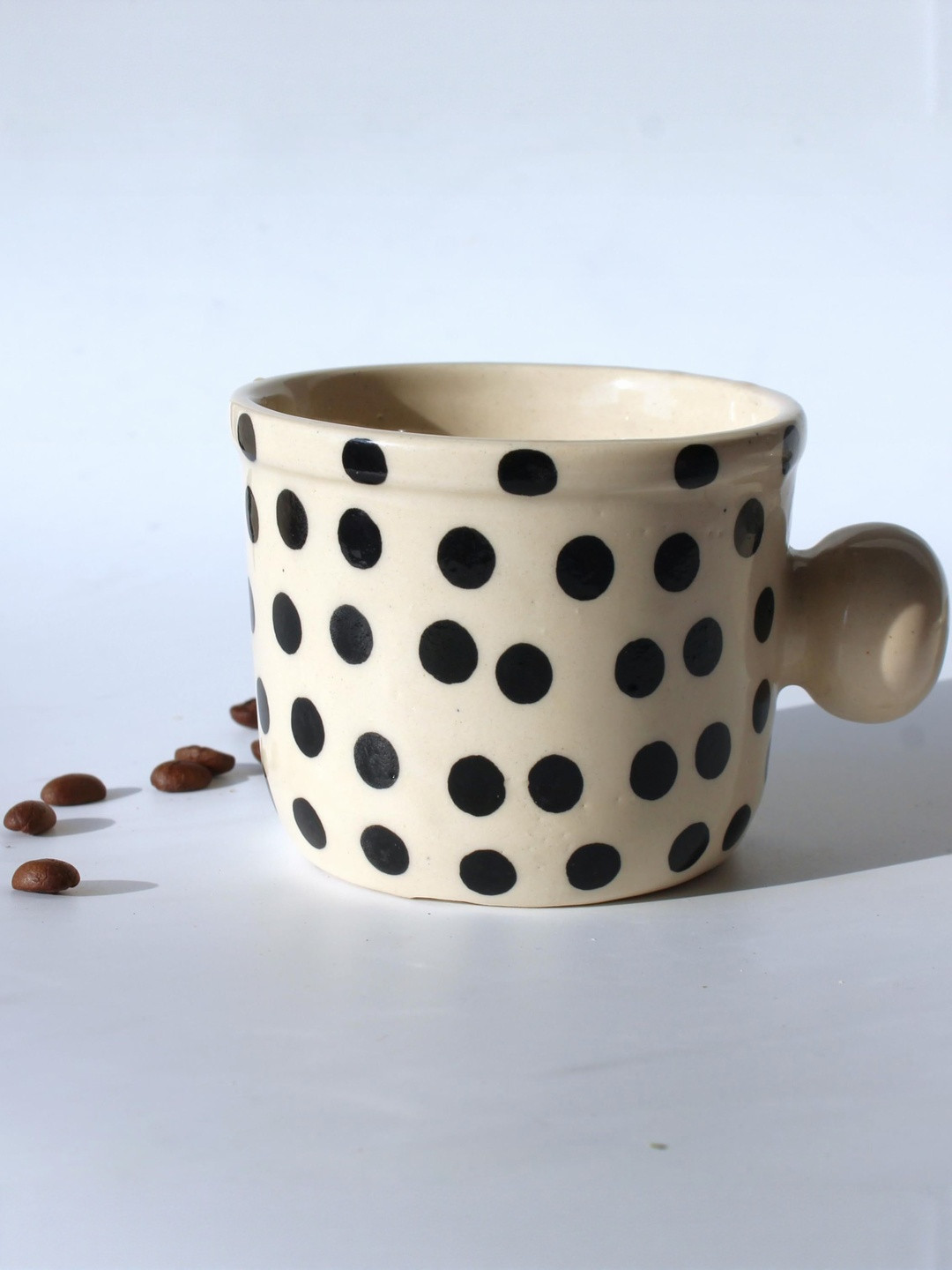 Del Hogar White & Black Printed Ceramic Glossy Cup