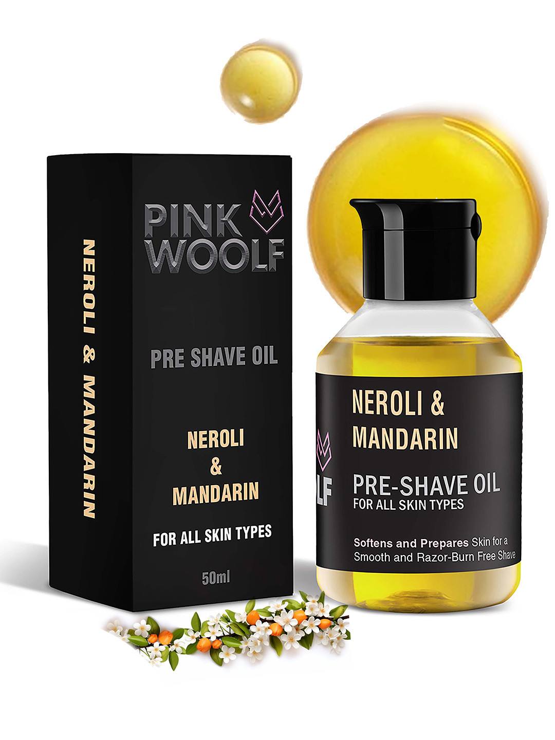 PINK WOOLF Neroli & Mandarin Pre Shave Oil Provides Razor Glide For Smooth Shave-50ml