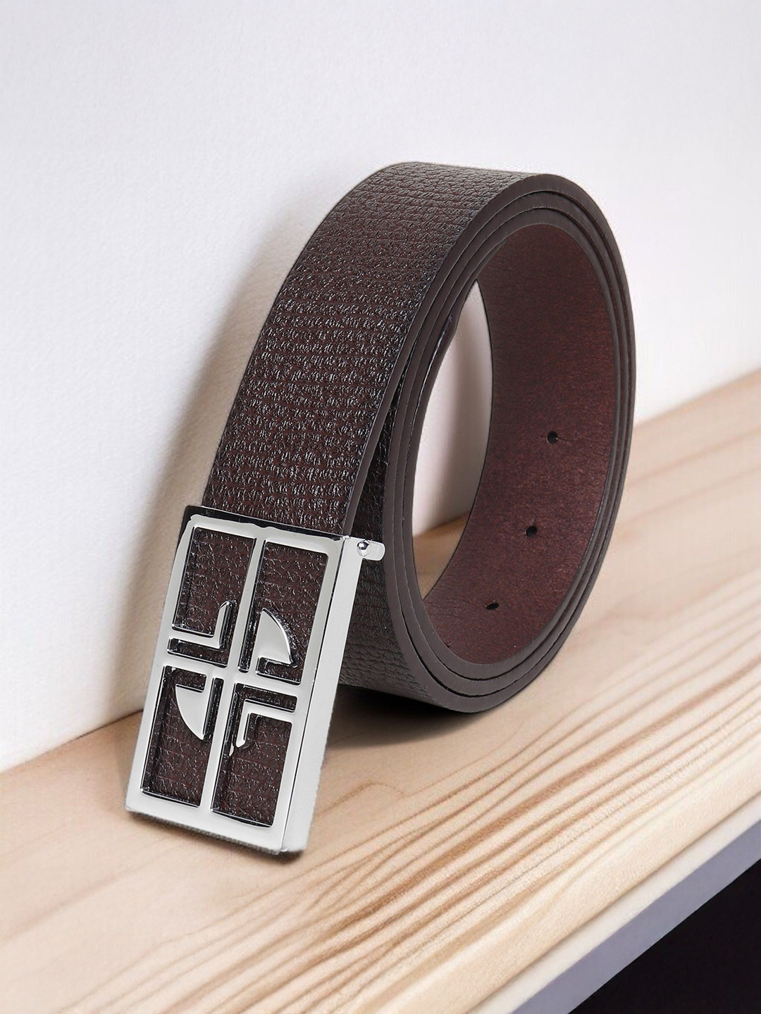 LOOPA Men Textured PU Formal Belt