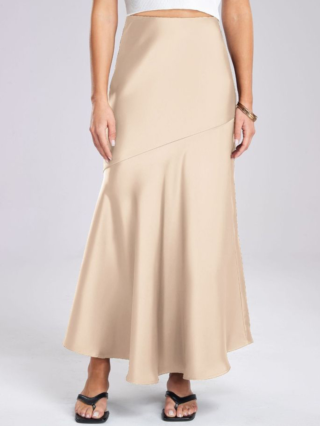 LULU & SKY Women High-Rise A-Line Asymmetric Hem Maxi Skirt